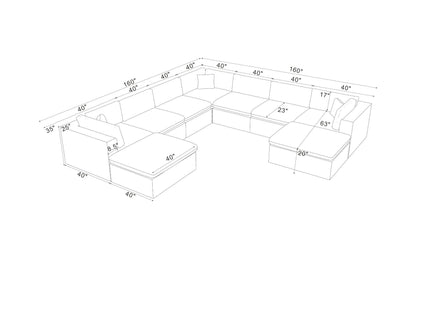 Custom Configuration Modular Sectional & Toss Pillows