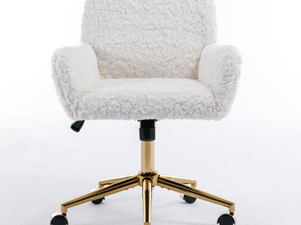 Office Chair, Artificial Rabbit Hair Home Office Chair With Metal Base, Adjustable Desk Chair Swivel Office Chair, Vanity Chair