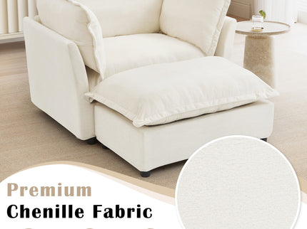 Modern Armchair Sofa With Movable Ottoman