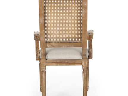 Upholstered Dining Chair With Cane Backrest