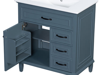 Bathroom Vanity With Sink Top, Flip Drawers, Adjustable Shelf