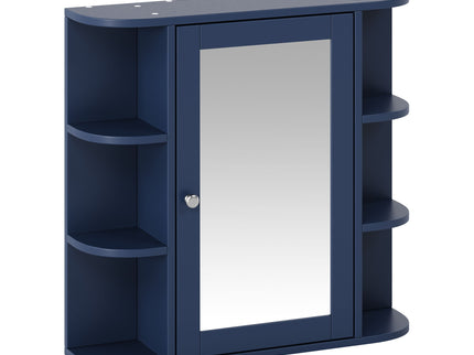 Bathroom Wall Storage Cabinet With Mirror And Adjustable Shelf, 6 Open Shelves