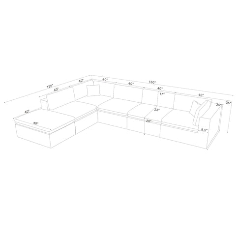 Custom Configuration Modular Sectional & Toss Pillows
