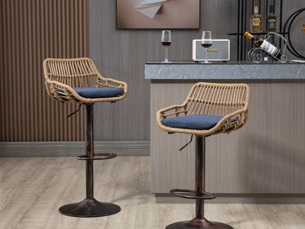 Modern Swivel Bar Stools Adjustable Counter Chairs With Footrest (Set of 2)