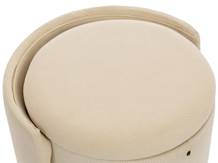 Barrel Chair, Built In Storage, 360° Swivel - Beige