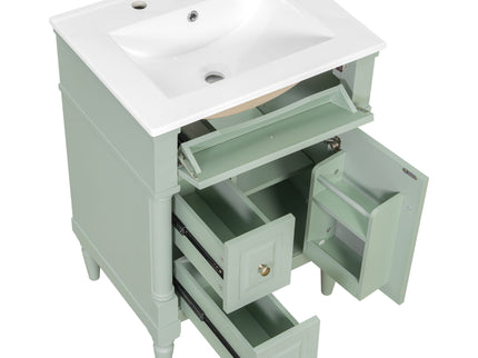Freestanding Bathroom Vanity With Sink, Adjustable Shelf & Flip Drawer