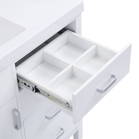 47.25" Modern Bathroom Vanity With Sink, Soft Close Single Door & 6 Drawers - White