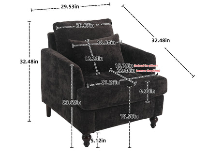 Modern Mid Century Wood Frame Armchair With Tufted Design