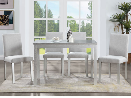 Dining Table Set With Crystal Decoration And Upholstered Chairs