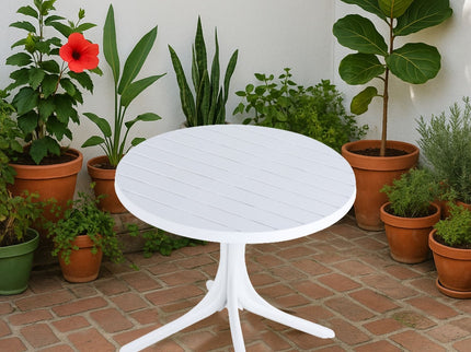 Modern Round Table, Waterproof, UV Resistant And Durable - White
