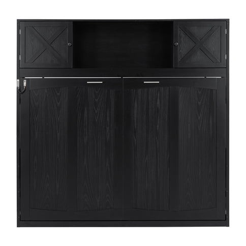 Rustic Casual Murphy Bed With Storage Cabinets