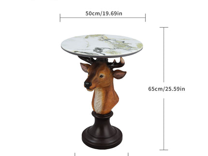 Deer Head Accent Table, Animal Statue For Living Room - Brown