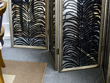 Room Divider, Herero 4 Panel Decorative Screen - Black