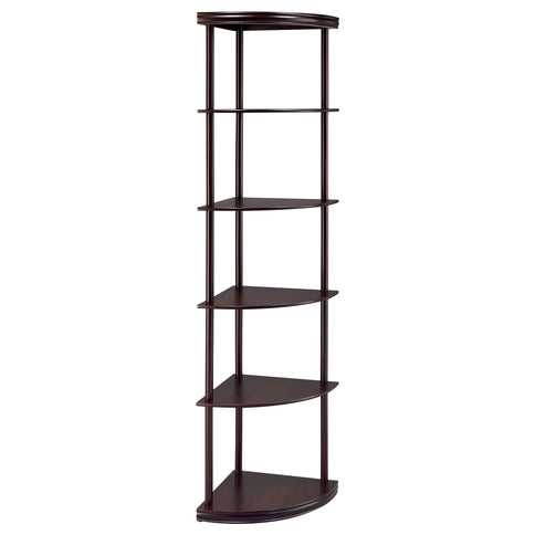 Corner Bookcase With 5 Shelves, Compact Design For Living Room - Cappuccino
