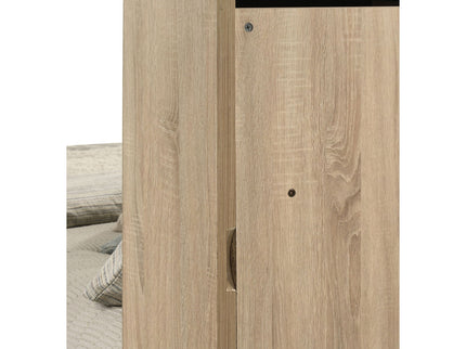 Merritt - Queen Bookcase Storage Bed With Tufted Headboard - Light Oak / Light Tan