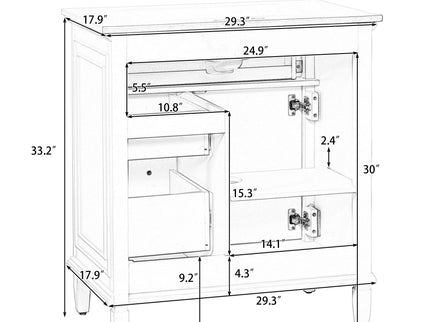 Bathroom Vanity With Sink Top, Flip Drawers, Adjustable Shelf