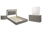 Dark Gray / 4 Pc. Bed, Nightstand, Dresser, Mirror / Queen