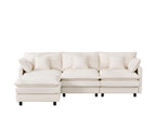 Beige / 2 Pc. 3 Seater Sectional, 1 Ottoman