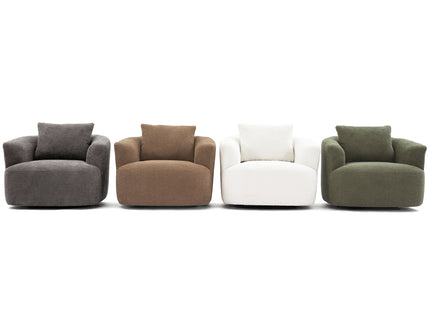 360° Swivel Barrel Sofa Chair With Throw Pillow, Upholstered Accent Chair