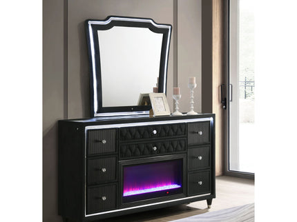 Mika - 8 Drawer LED Dresser And Mirror Set - Black