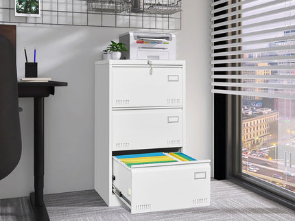 Filing Cabinet Lateral File Cabinet 3 Drawer, Locking Metal File Cabinets Three Drawer, Office Filing Cabinet With Lock Drawers For Home Office