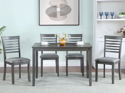 5 Pieces Modern Dining Set, Rectangular Wooden Dining Table With 4 Upholstered Chairs