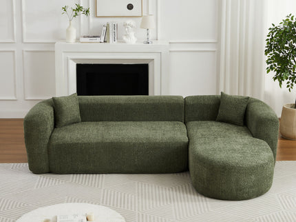 L - Shape Boneless Cloud Couch With 2 Throw Pillows For Living Room