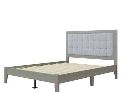 Mid Century Modern Platform Bed With Upholstered Headboard