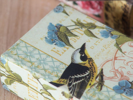 Book Boxes With Birds, Flowers, And Handwriting Design (Set of 4) - Multi