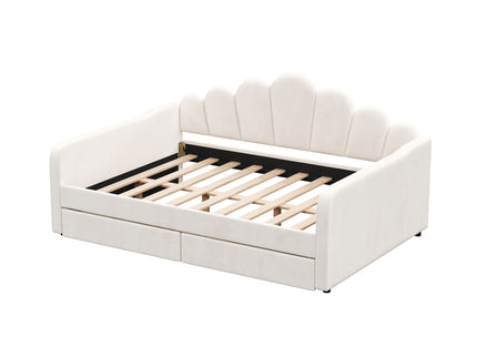 Shell Shaped Upholstered Daybed Frame With Slats