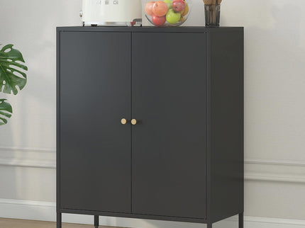 Kitchen Buffet Server Table Accent Sideboard Cupboard Server Buffet Console Table With Doors Cabinet - Black