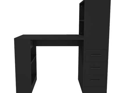 Computer Desk With 4 In 1 Socket & 3 Drawers, 4 Tier Shelves