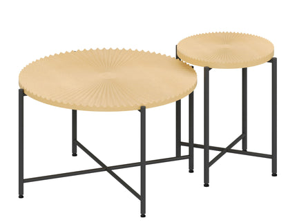 Radial - Pattern Coffee And End Table Set Waterproof Cover, Distressed Cylindrical Design (Set of 2)