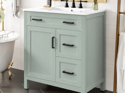 Bathroom Vanity With Sink, 2 Soft Close Drawers, 1 Soft Close Door, Adjustable Shelf
