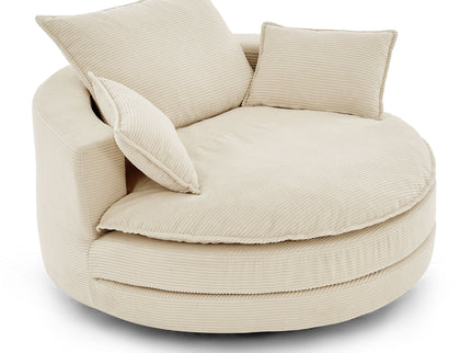 360° Swivel Accent Barrel Chair With Dual Layer Cushion And 3 Removable Pillows