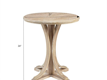 Accent Table Round Rustic Ash Veneer Reclaimed Wheat - Natural