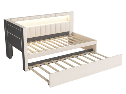 Upholstered Platform Bed With USB Ports And LED Belt