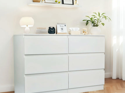 6 Drawer Dresser With Spacious Countertop And Concealed Handles