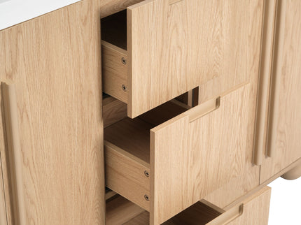Double Sink Bathroom Vanity With Sinks, Soft Close Doors & 3 Drawers - Wood