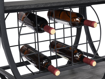 Industrial Bar Cart Kitchen Bar & Serving Cart For Home With Wheels 3 Tier Storage Shelves - Black / Gray