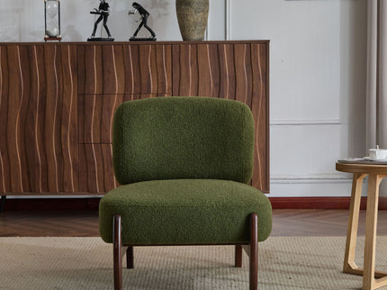 Modern Boucle Lounge Chair With Solid Wood Fram