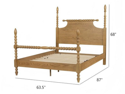 Queen Bed Turned Legs - Natural