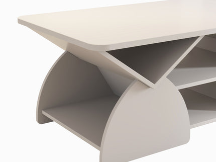 Geometric Engineered Coffee Table With Rounded Corners With Open Shelves