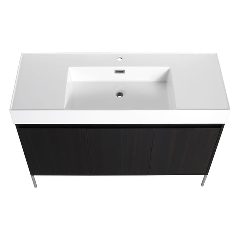 Freestanding Bathroom Vanity With Resin Sink And Storage Cabinet