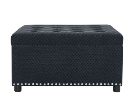 Square Tufted Storage Ottoman With Nailhead Trim