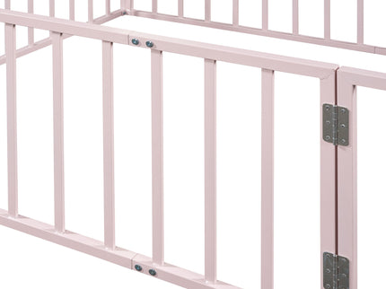 Metal Floor Bed Frame With Fence And Door