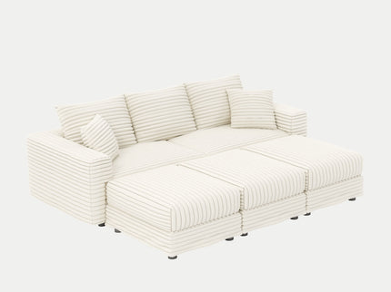 Deep Seat Convertible Sofa With Soft Pillows And Ottomans