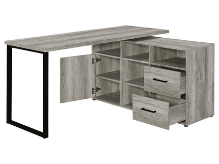 Corrado - L-Shape Office Desk With Storage - Gray
