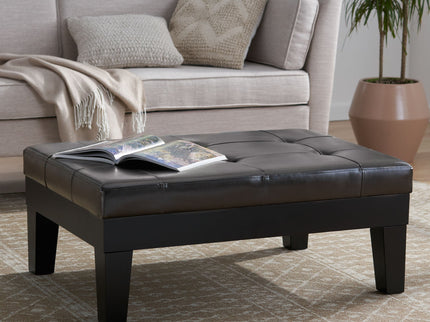 Chatham - Ottoman With Drawer Leather Storage Solution - Dark Coffee