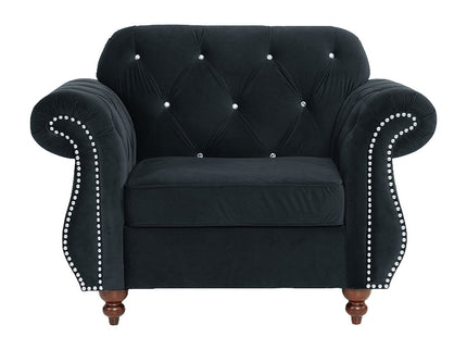Tufted Chair With Nailhead Trim For Living Room - Black